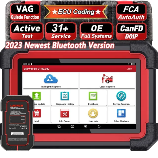 LAUNCH CRP919E BT Car OBD2 Scanners Diagnostic Tools Full System KEY ECU Coding