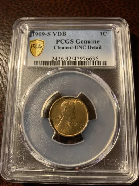 1909-S Vdb Lincoln Wheat Cent Pcgs Unc Details Cleaned