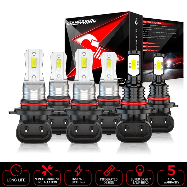 CHUSYYRAY 6x LED Headlight & Fog Light Bulbs For GMC Sierra 1500/3500 2003-2006
