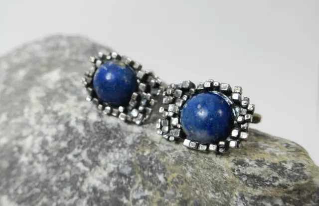 Vintage Paar Manschettenknöpfe 925 er Silber Lapislazuli - Cufflinks Modernist