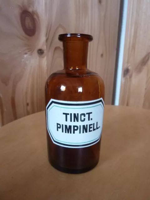 Apothekerglas Braunglas Arzneiflasche alt Tinct.Pimpinell.