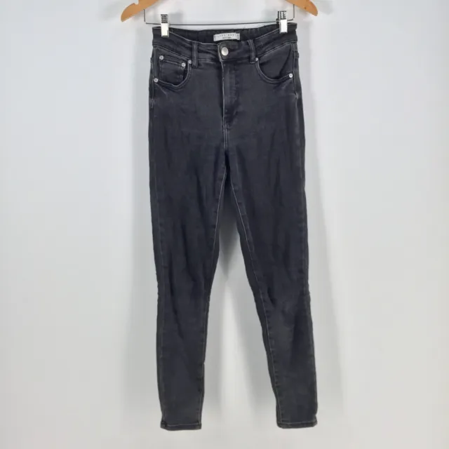 Decjuba womens denim jeans size 8 black skinny stretch high waist 074239