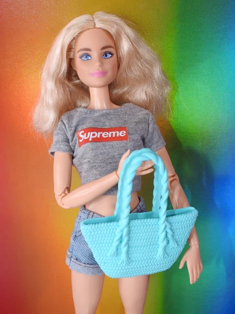 Barbie Doll Accessories Mix & Match #Sept154 Teal Blue Beach Tote Handbag