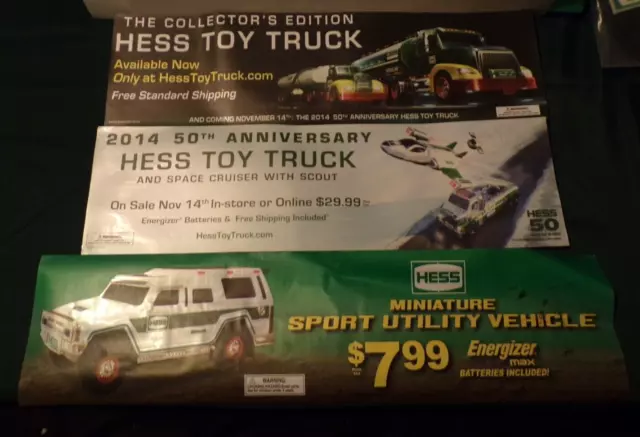 Rare Hess Truck Gas Station Signs From 2014 (Lot Of All 3)Signs Amerada