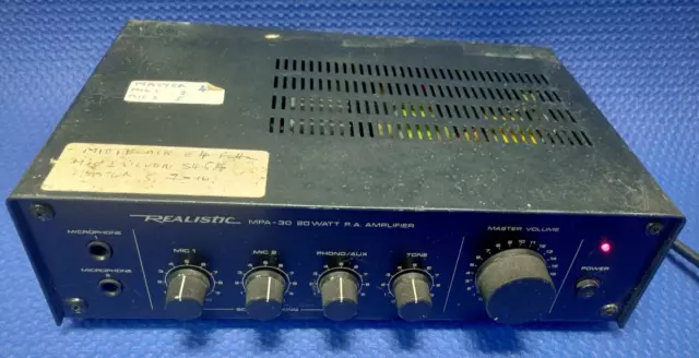 REALISTIC MPA-30 32-2034 PA Amplifier Amp 20 Watt Black - Tested