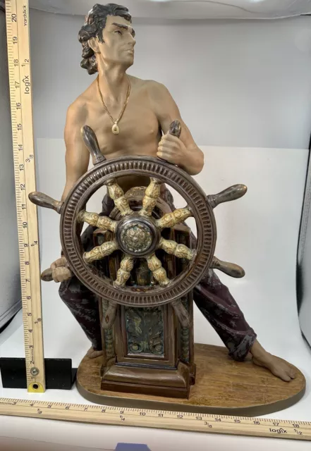 Rare Vintage Retired Lladro "Stormy Sea" Sailor Statue Figurine # 3554    13554
