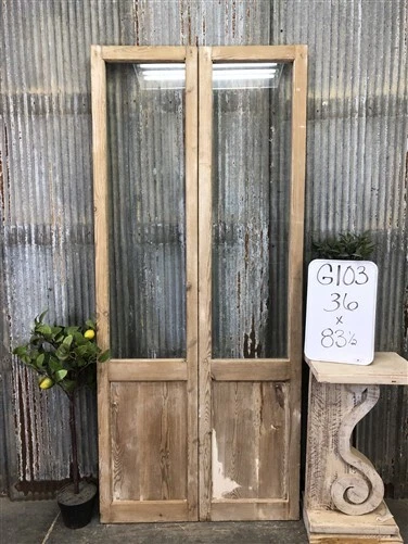 Antique French Double Doors (36x83.5) 1 Pane Glass European Doors G103
