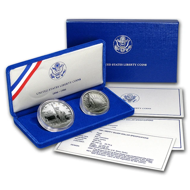 1986 2-Coin Statue of Liberty Proof Set (w/Box & COA) - SKU #7122