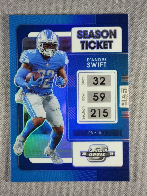 2021 Contenders Optic #46 D'Andre Swift Blue Prizm Holo Season Ticket /99