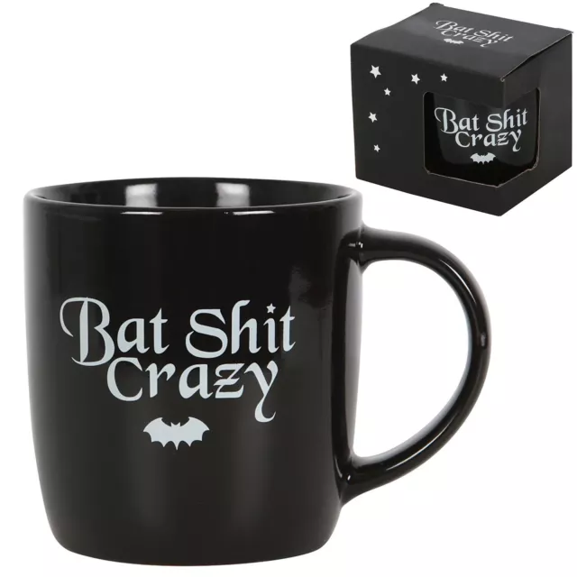 Taza de Café de Cerámica Negra "Bat Shit Crazy" Regalo de Novedad