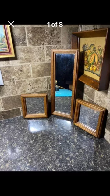 Vintage 1980’s, Set Of 3 Home Interior Wood Framed Mirrors