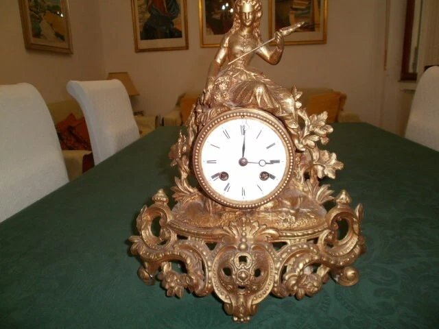 Orologio A Pendolo Shabby Chic 14B142 Con Calendario – Vintage 25cm In Legno E MDF (Nero) - 5