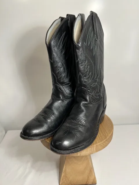 Old West Youth Black Leather Western Cowboy Boots Size 5.5 Style Ccy 1110G Euc
