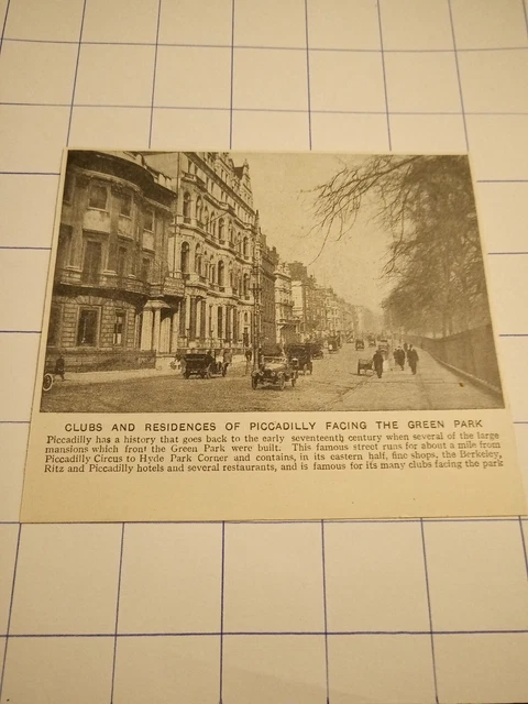 Claps and residences of Piccadilly facing the green park street scene c  1926