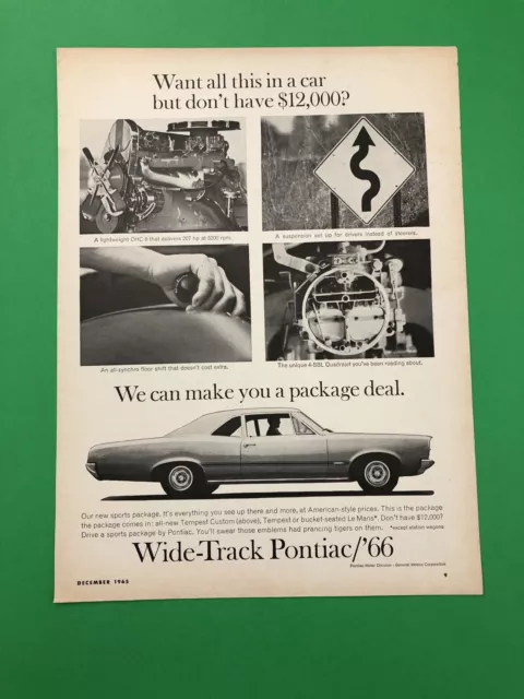 1966 Pontiac Tempest Original Vintage Print Ad Advertisement