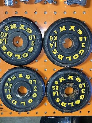 Vintage Gold’s Gym Weight Plates 3 lb Cast Iron Weights Lifting Fitness Health