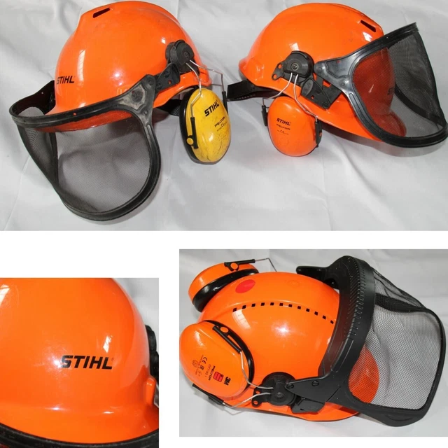 Forstschutzhelm Forsthelm Waldarbeiterhelm Set Gesichts- und Gehörschutz Orange