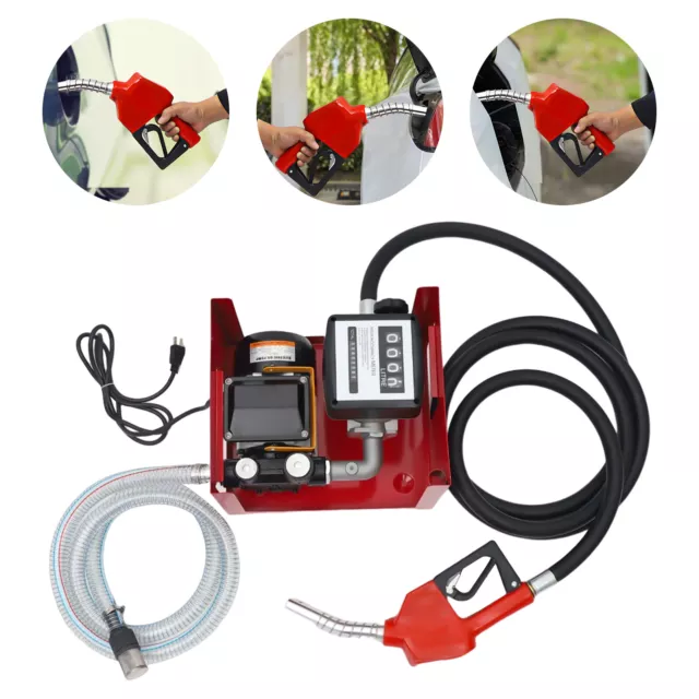 110V Electric Oil Fuel Diesel Transfer Pump with Hoses and Nozzle Durable NEW