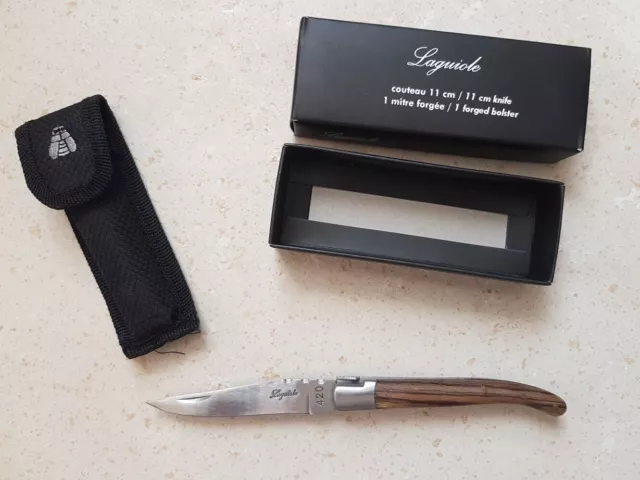 Couteau de Poche LAGUIOLE Manche Bois + Etui centure + boite carton Pocket knife