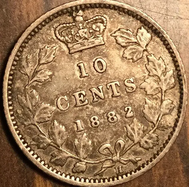 1882 H Canada Silver 10 Cents Coin