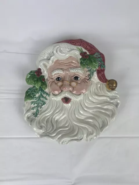 Vintage Fitz and Floyd Old Fashioned Christmas Santa Face Cookie Canape Plate