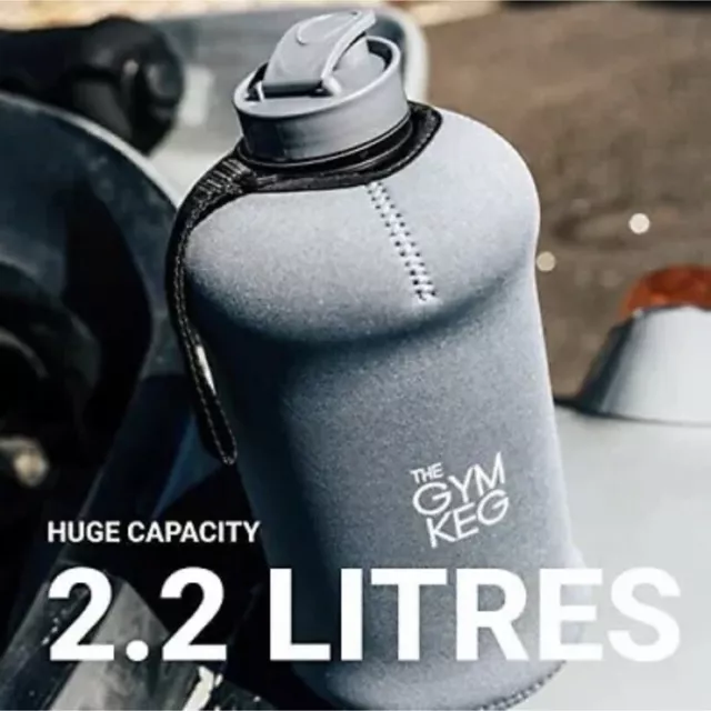 The Gym Keg Official Sports Water Bottle (2.2 L) Nardo Gray.