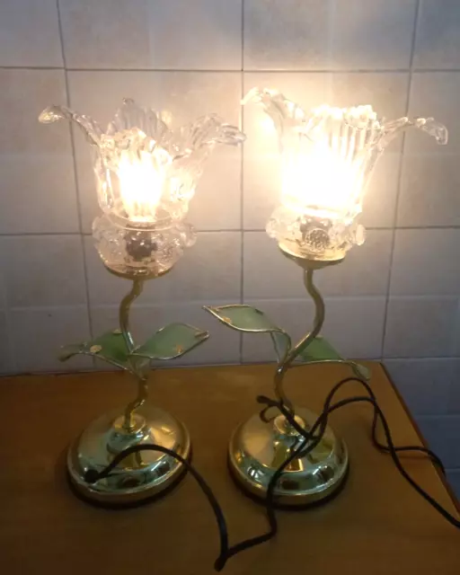 Bella Coppia Lampade tavolo vetro ottone  Pair table lamp brass glass