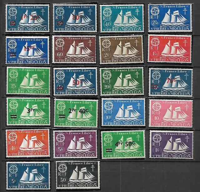 SAINT PIERRE et MIQUELON  CAT YT N° 296 à 300 , 315 à 322 ** MNH cote 35