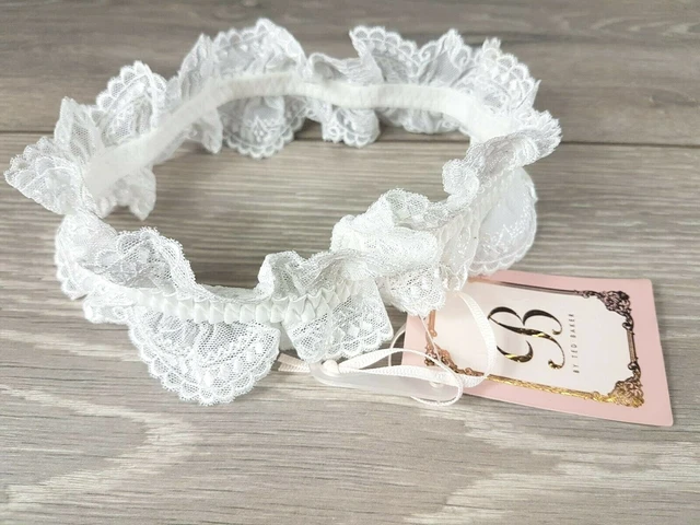 B By Ted Baker Ivory Swarovski Lace Embroidery Garter Bridal Detail Wedding E143