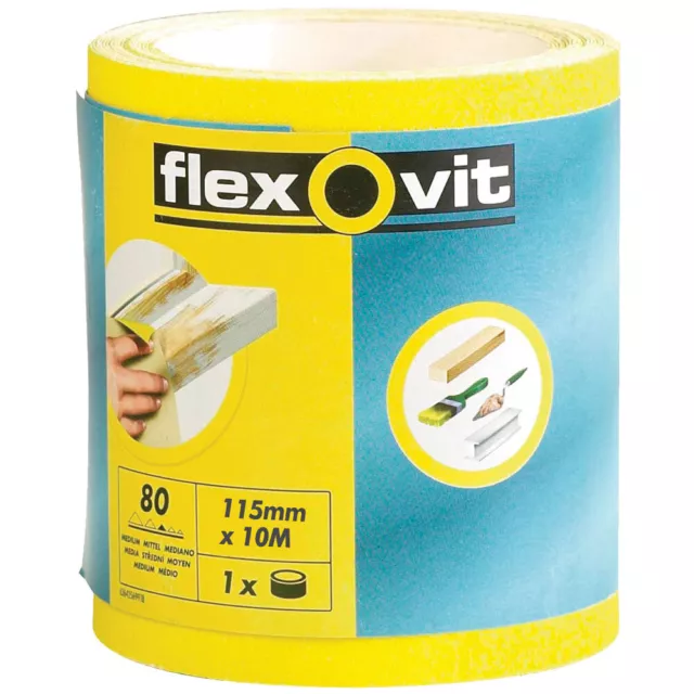 Flexovit 63642569921 High Performance Sanding Roll 115mm x 5m Fine 120G