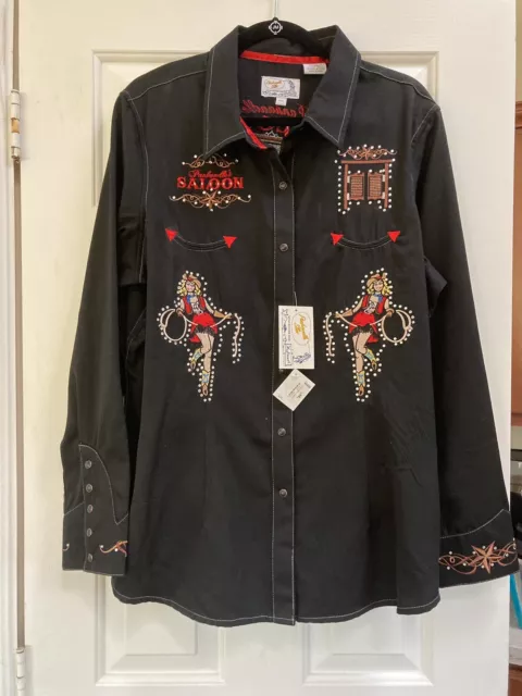 Panhandle Slim Western Shirt Embroidered Snaps Women’s XXL NWT