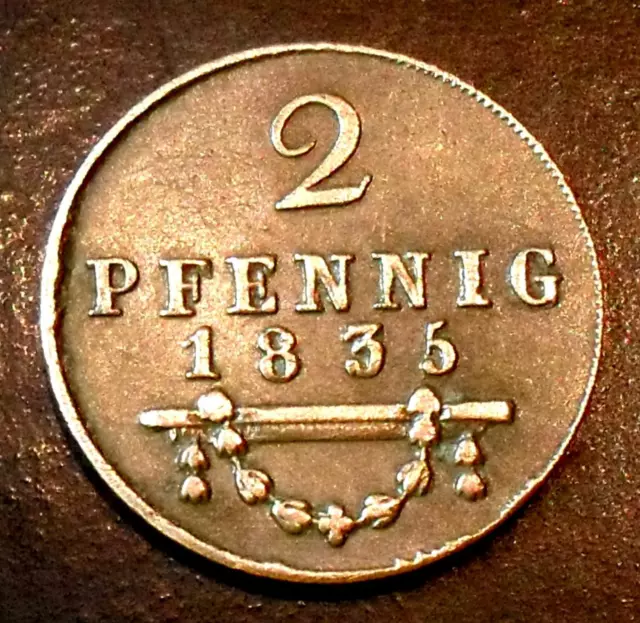 Sachsen-Meiningen, 2 Pfennig 1835 - gute Erhaltung - fast vorzüglich