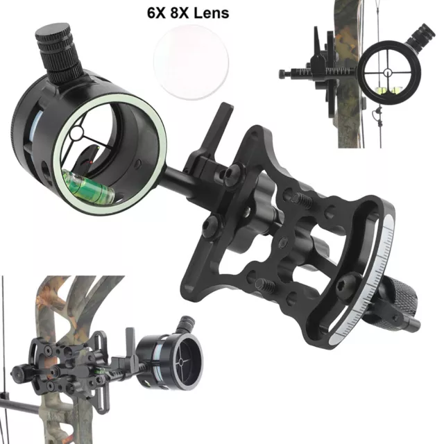 Compound Bow Sight 1 Pin 2 Aim Point 0.019" Adjustable Archery Hunting Shooting