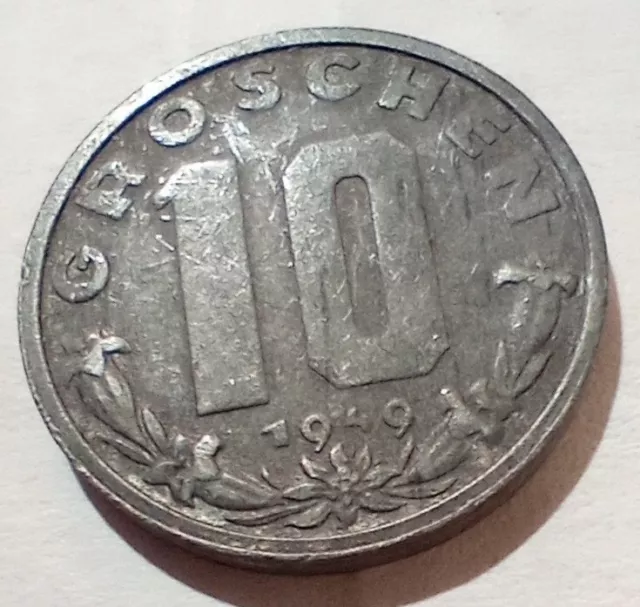 10 Groschen 1949 Austria Republik Österreich Edelweiss Gentian