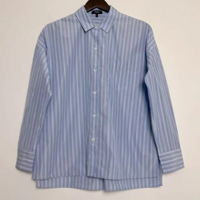 Theory Lourah Blue White Stripe Button Down Relaxed Fit  Shirt Size Small 2