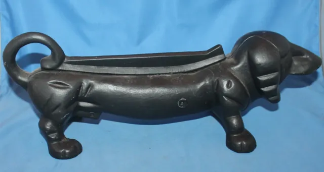 Vintage Cast Iron Dachshund Wiener Dog Boot Scraper Boot Scrapper Door Stop 15"