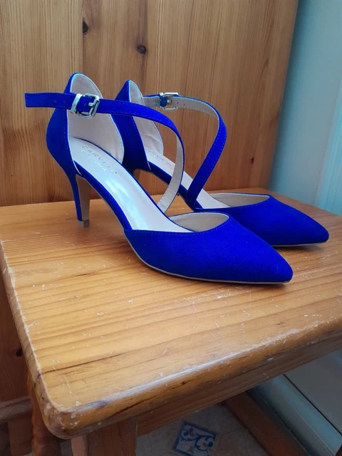 BNIB Ladies CARVELA KURT GEIGER Royal Blue suedette strappy courts UK 4  KITE