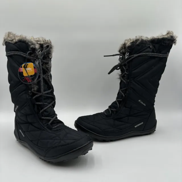 NWOB Columbia Womens MINX Mid III Quilted Boots Black,Waterproof, Thermal Sz 8.5