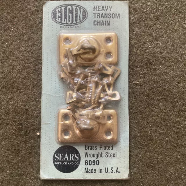 Vintage Metal Brass Transom Window Chain Elgin Sears USA