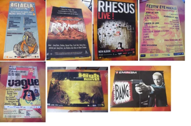 LOT 7 AFFICHES VINTAGE CONCERTS FESTIVALS hightoon undergroud wobbe rhesus RRR