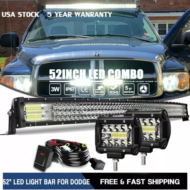 52inch LED Light Bar CURVED Combo 52'' Offroad Roof Driving 300W Truck SUV 4WD