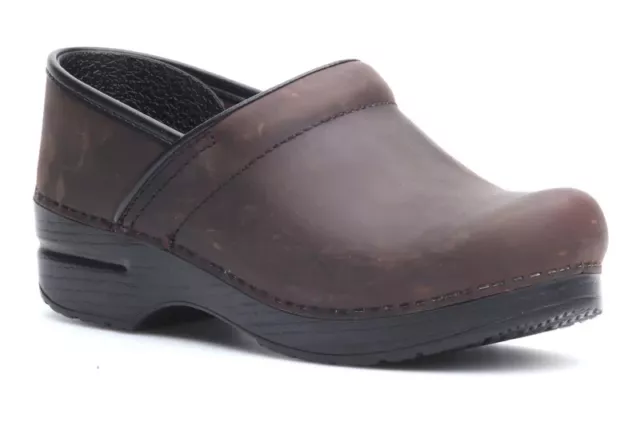 Dansko Professional Antique Brown Oiled Pull Up Clogs  - NEW -  Size EU 40 Wide