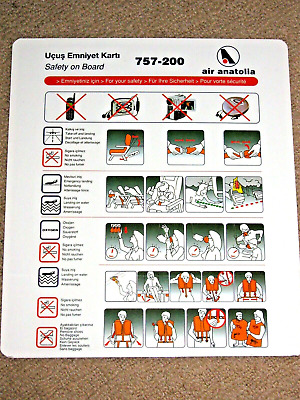 Air Anatolia (Turkey) Boeing 757-200 Airline Safety Card - Mint Condition