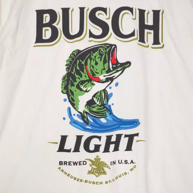 BUSCH LIGHT BEER Shirt ADULT MEDIUM WHITE BREW FISHING BASS CASUAL PULLOVER  NWT $20.98 - PicClick