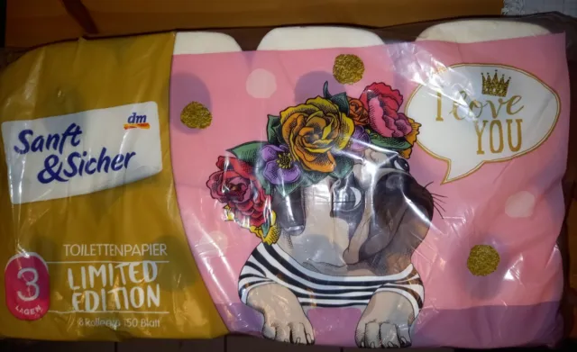 Toilettenpapier  Limitierte Edition Mops Hund 8 Rollen  Ovp