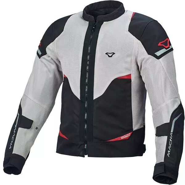 Macna Hurracage Textile Jacket - Light Grey / Black / Red - 2XL