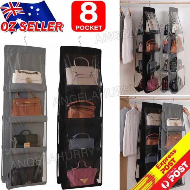 8 Pocket Double-sided Handbag Storage Bag Holder Hanging Organizer Shelf NE