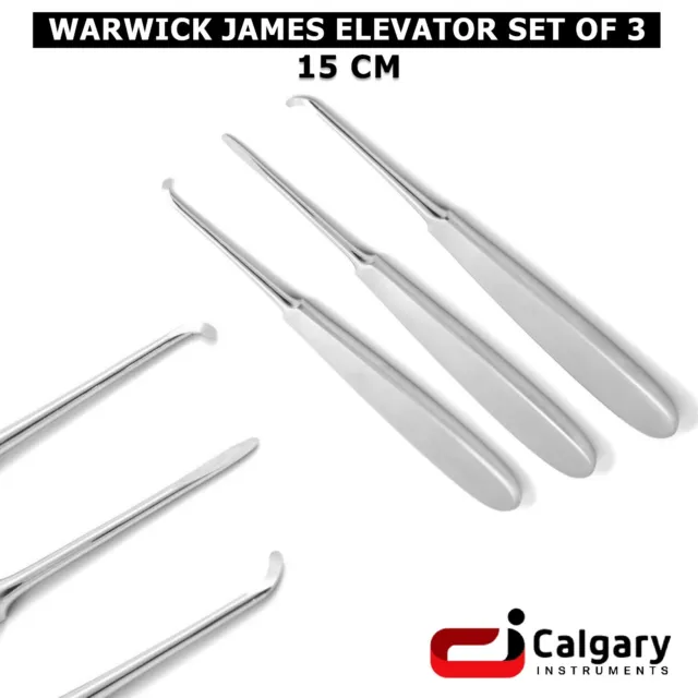 Warwick James Elevator Set Straight, Left & Right Root Tooth Extractors Set of 3