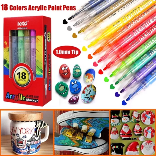 2 x 18 Colors Acrylic Paint Marker 1mmTip Permanent Waterproof DIY Art Painting