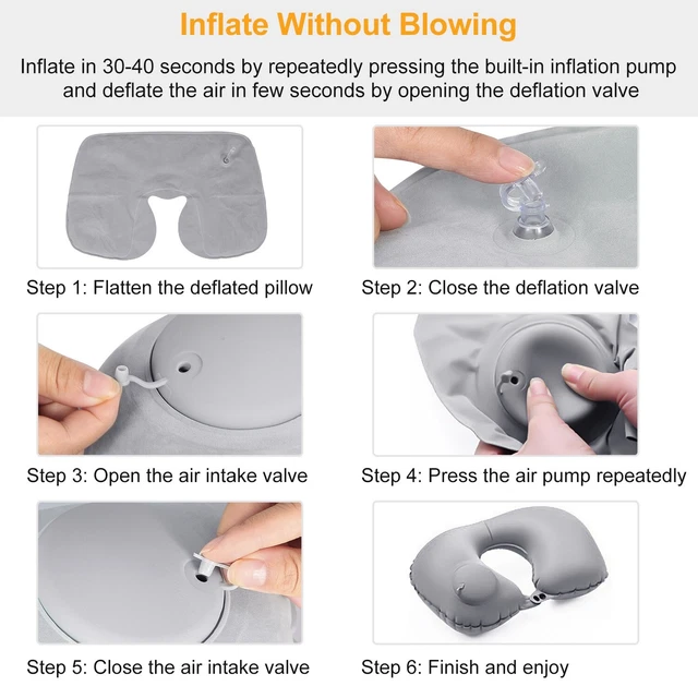 Inflatable Travel Pillow Set U Shape Neck Pillow for Car Airplane Office Nap 3